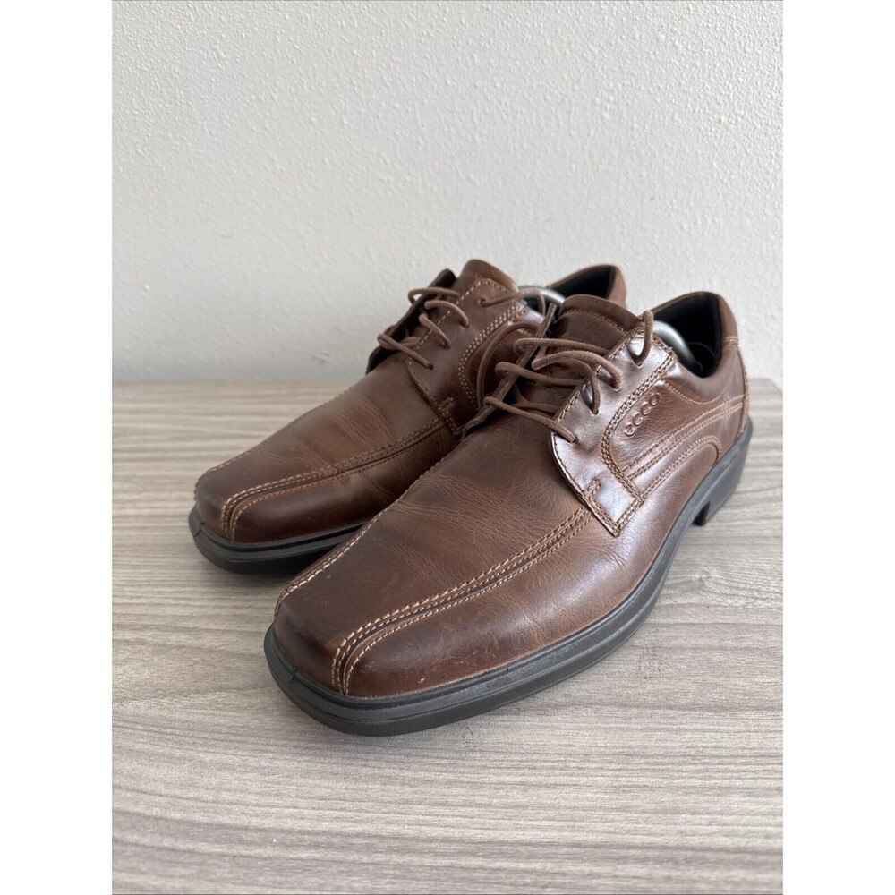 Ecco Helsinki Men’s Brown Leather Bike Toe Shoes EUR 45 US 11-11.5 - Picture 2 of 10